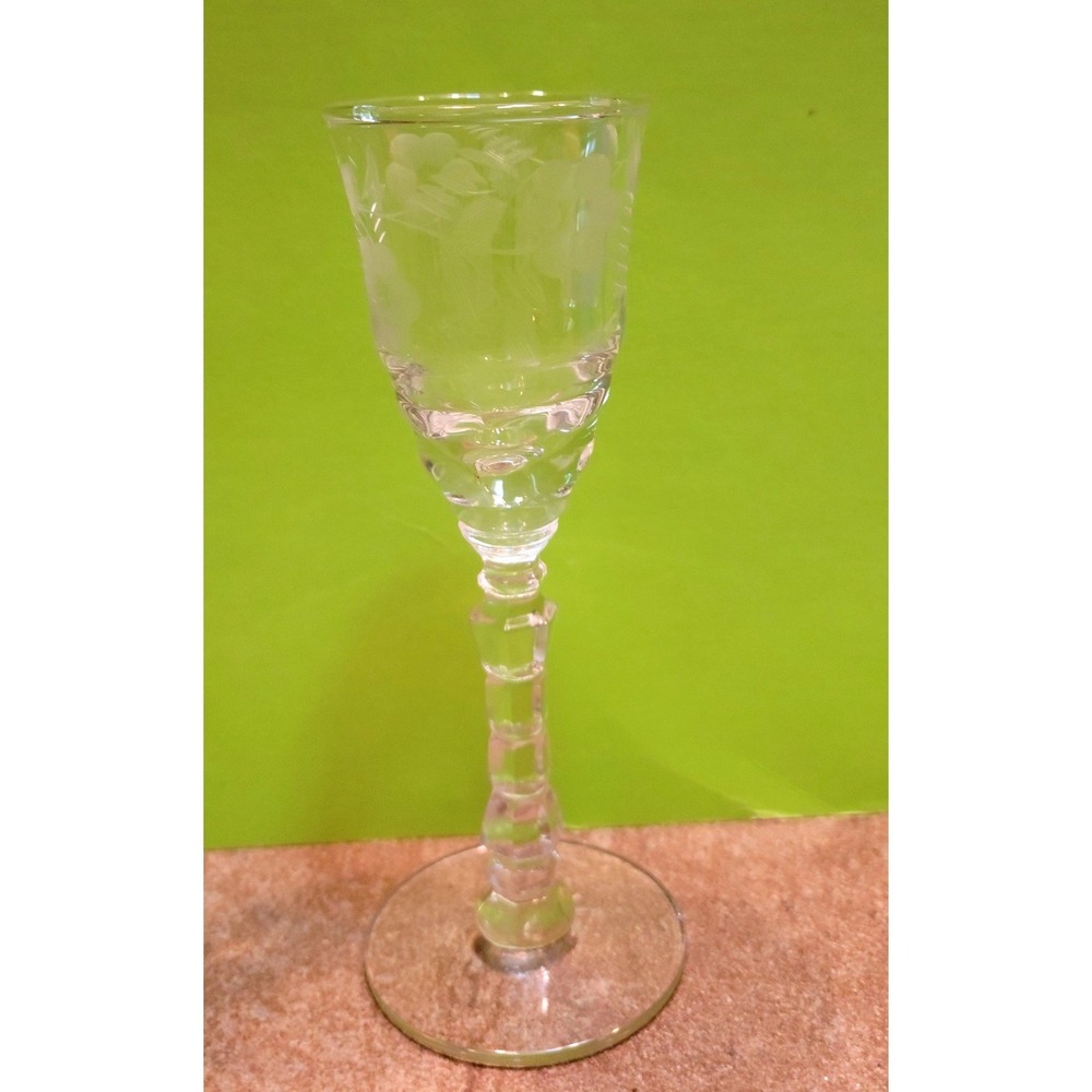 Rock Sharpe 3005-25 Floral Circles Etched Crystal Cordial Glasses Set of 2 4.5"